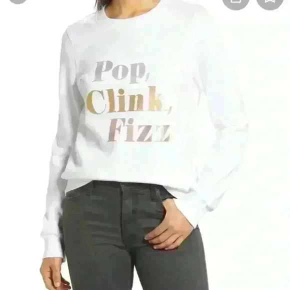 1901 Pop, Clink, Fizz White Graphic Sweatshirt - Picture 1 of 6